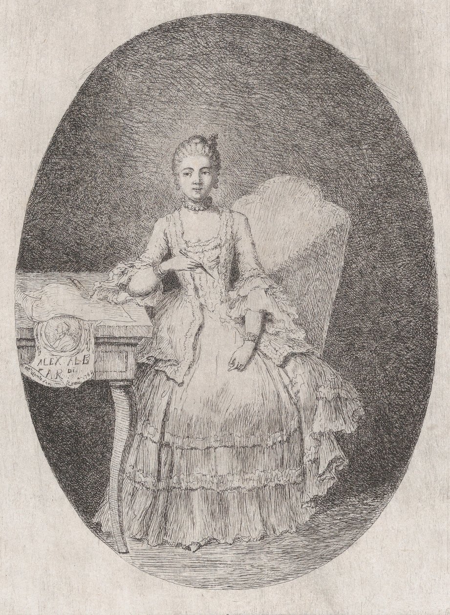 Marguerite Le Comten muotokuva, 1764. tekijältä Claude Henri Watelet