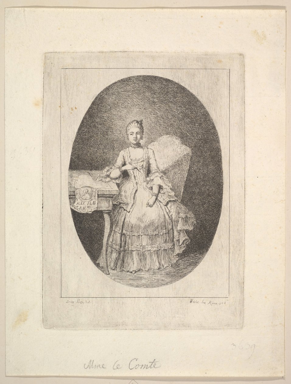 Marguerite Le Comten muotokuva, 1764. tekijältä Claude Henri Watelet