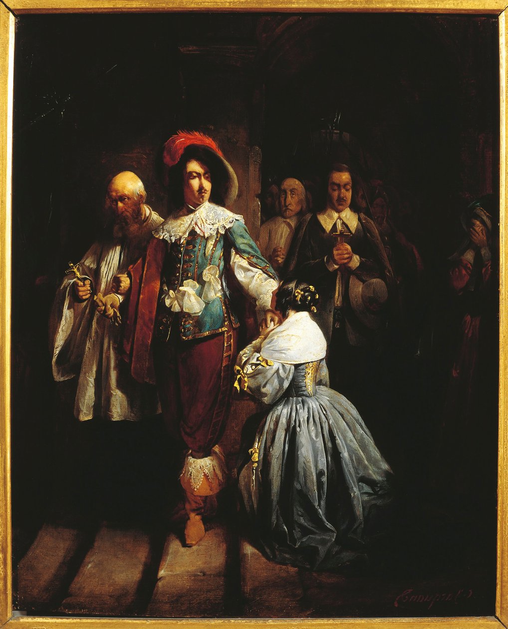 Englannin Charles I (1600-1649) kuolemaan johtaminen. (öljy kankaalle) tekijältä Claude Jacquand