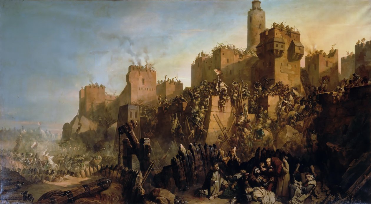 Jacques de Molay valloitti Jerusalemin vuonna 1299, 1846 tekijältä Claude Jacquand