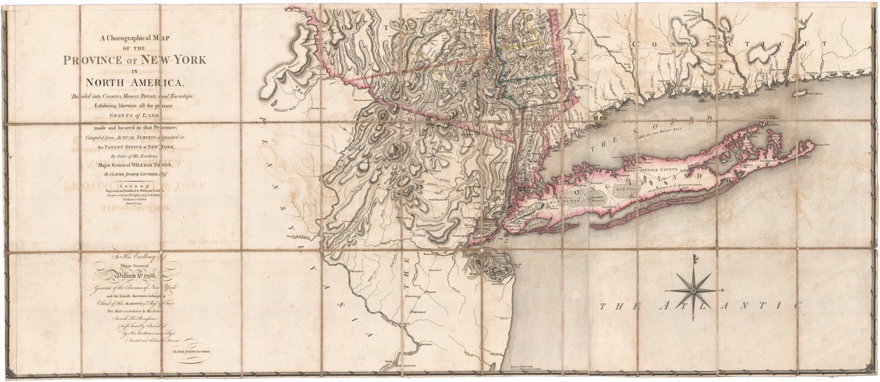 Sauthierin korografinen kartta New-Yorkin maakunnasta [kartan alaosa] tekijältä Claude Joseph Sauthier