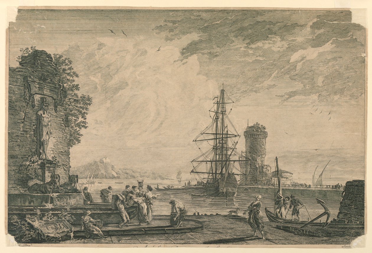 Portissa (Italian satama) tekijältä Claude Joseph Vernet