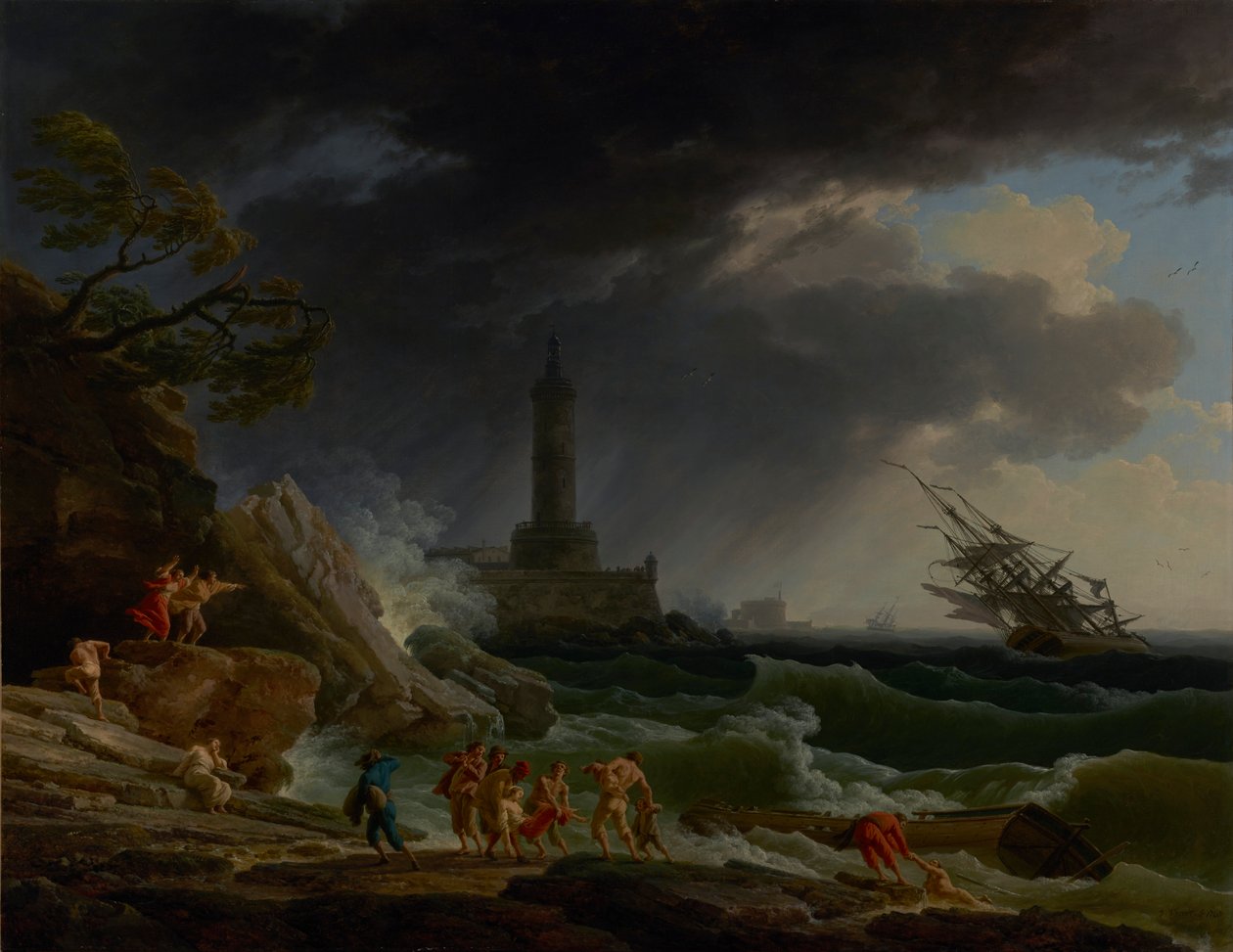 Myrsky Välimeren rannikolla tekijältä Claude Joseph Vernet