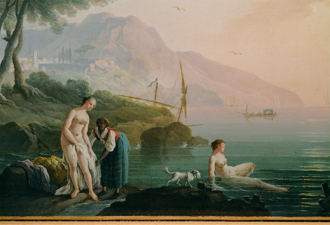 Uimassa olevat tytöt meren rannalla ... (maalaus kankaalle) tekijältä Claude Joseph Vernet