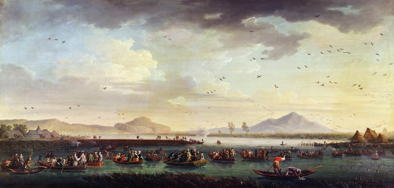 Kaarle III Bourbonista, Sapinin ja kahden Sisilian kuningaskunnan kuningas Ankanmetsästys Patria-järvellä vuonna 1746, 1749 tekijältä Claude Joseph Vernet
