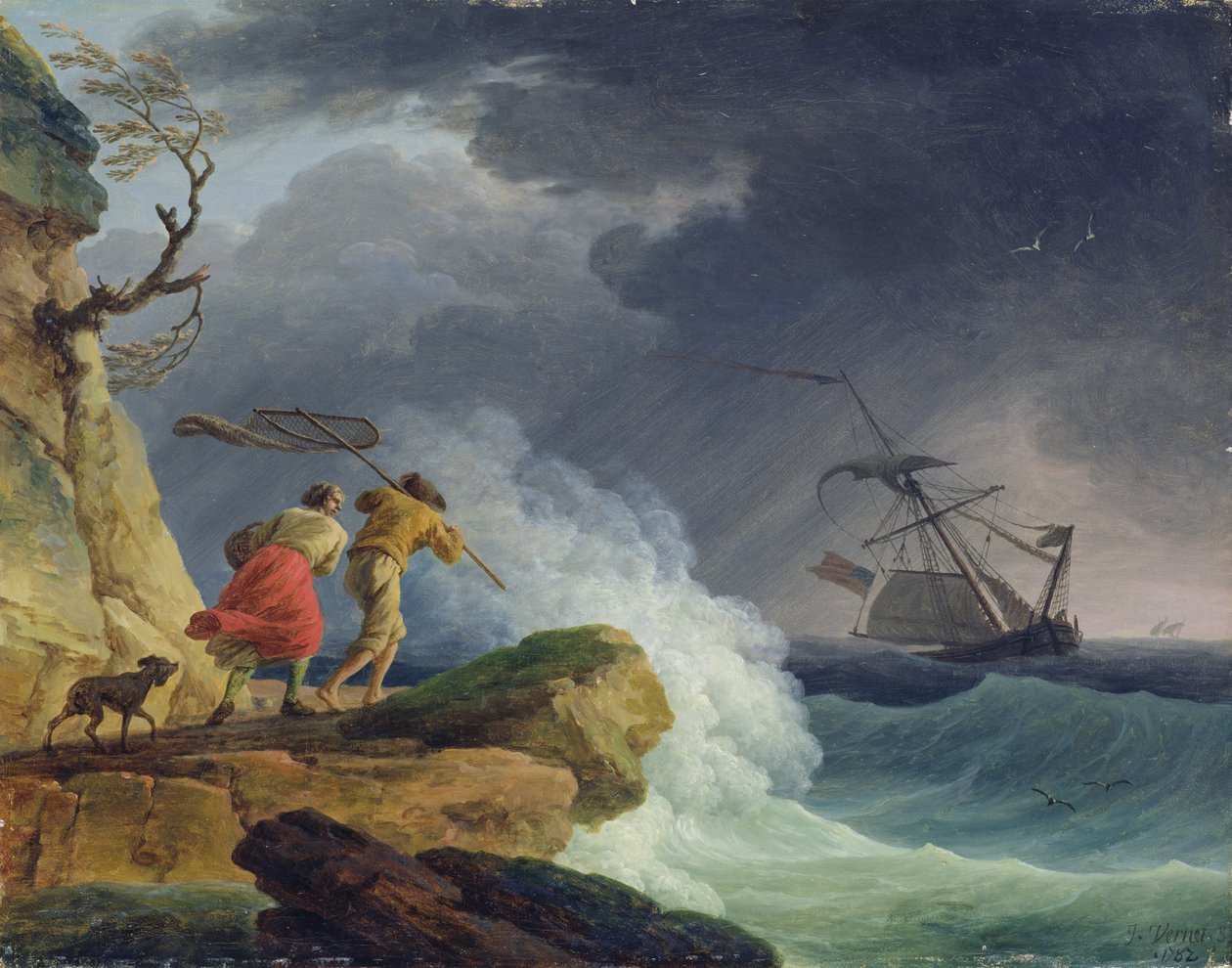 Rannikkokohtaus myrskyssä, 1782 tekijältä Claude Joseph Vernet