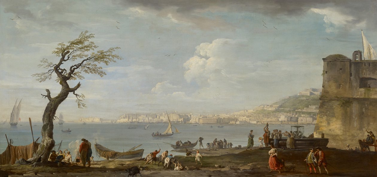 Napoli, näkymä lahdelle pohjoisesta, n. 1742 (öljy kankaalle) tekijältä Claude Joseph Vernet