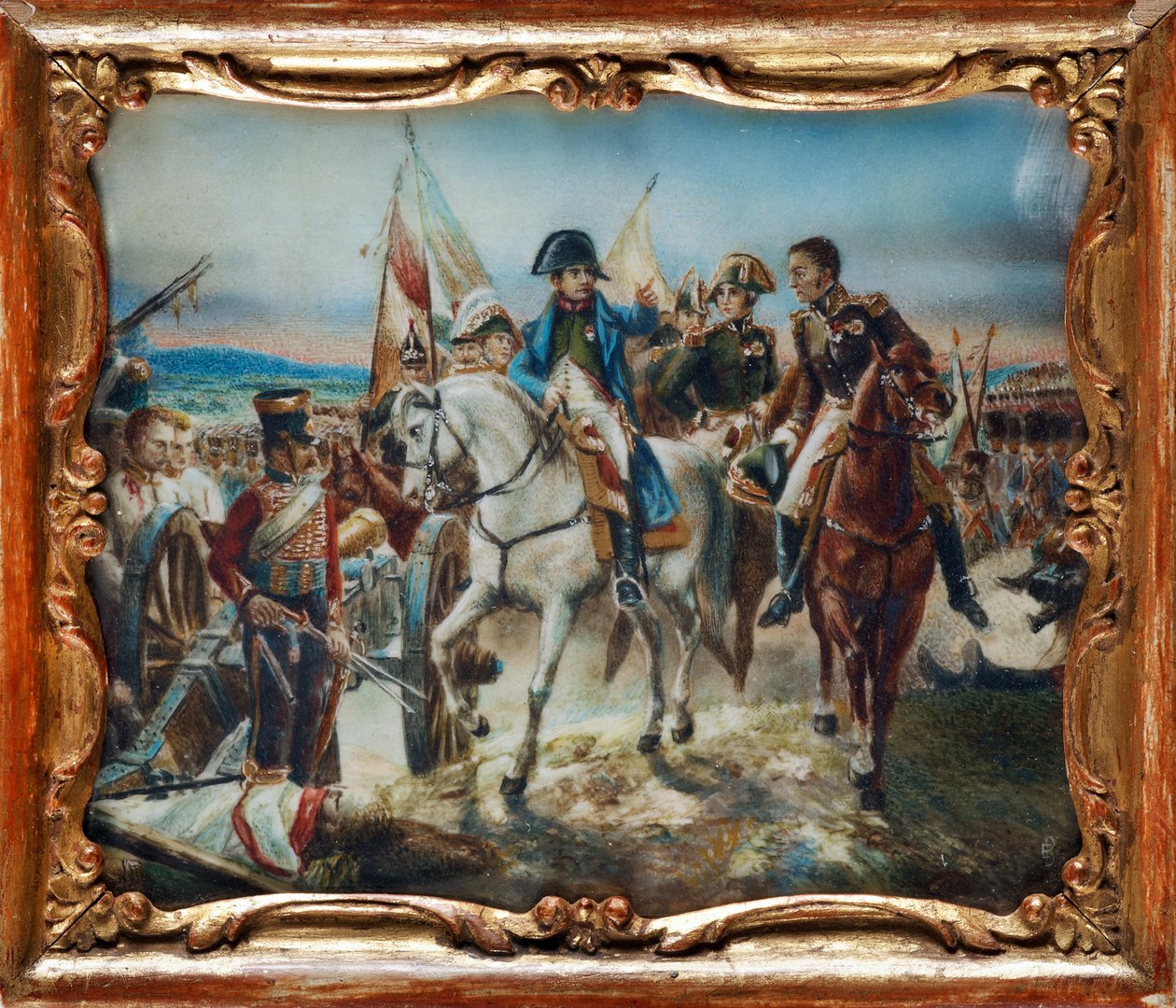 Napoleon Friedlandin taistelussa (1807) - Vernet, Claude Joseph (1714-1789) - Akvarelli, guassi sarvessa - 8x9,5 - Yksityiskokoelma tekijältä Claude Joseph Vernet
