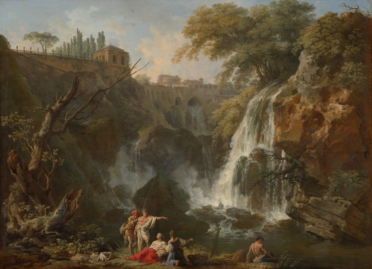 Tivolin vesiputoukset ja Maecenasin huvila, n. 1740-50 tekijältä Claude Joseph Vernet