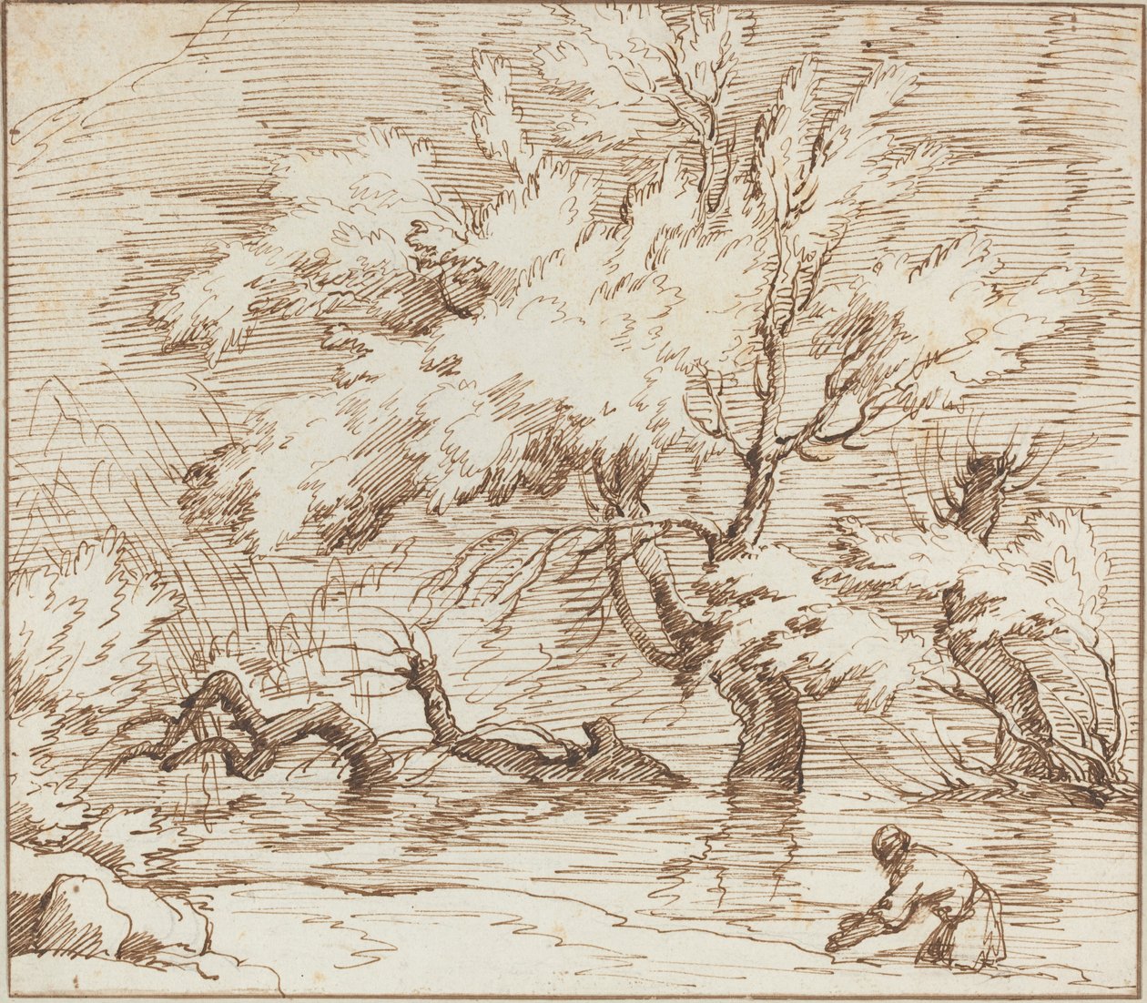 Puut heijastuivat purossa tekijältä Claude Joseph Vernet