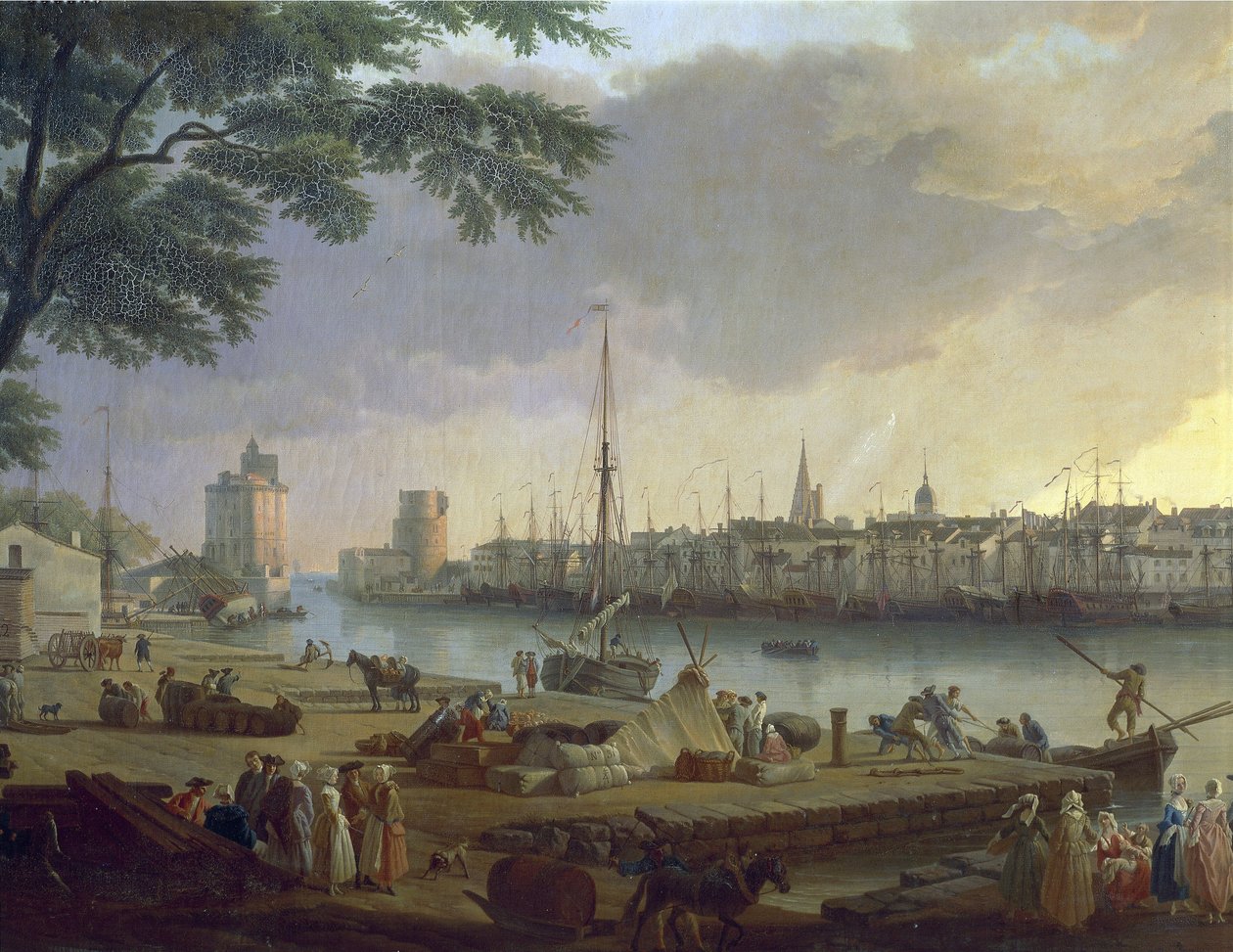 Näkymä La Rochellen satamaan Joseph Vernetin (1714-1789) maalaus, yksityiskohta tekijältä Claude Joseph Vernet