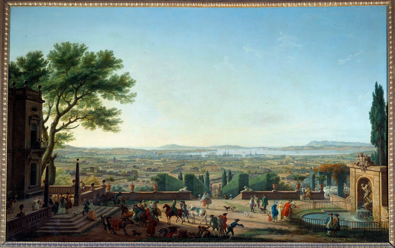 Näkymä satamaan ja Toulonin kaupunkiin Joseph Vernet
