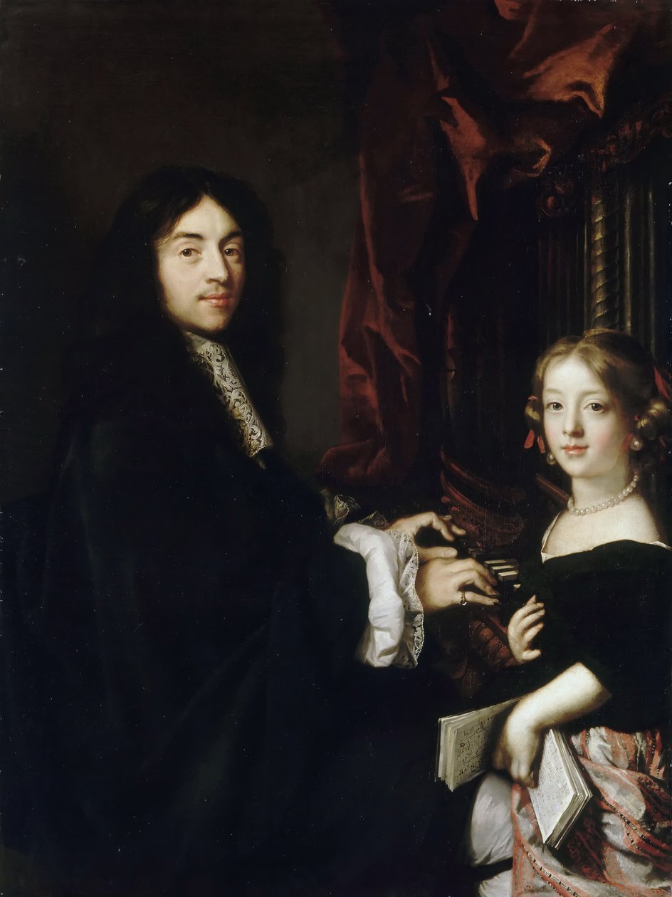 Urkuri Charles Couperinin muotokuva 1638-1678 tyttären kanssa tekijältä Claude Lefebvre