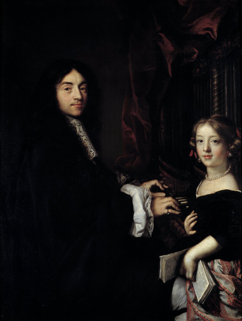 Muotokuva urkuri Charles Couperinista (1638-1679) taidemaalarin tyttären kanssa Claude Lefebvren (1632-1675) maalaus 1600-luvun su. 1,27x0,96 m tekijältä Claude Lefebvre