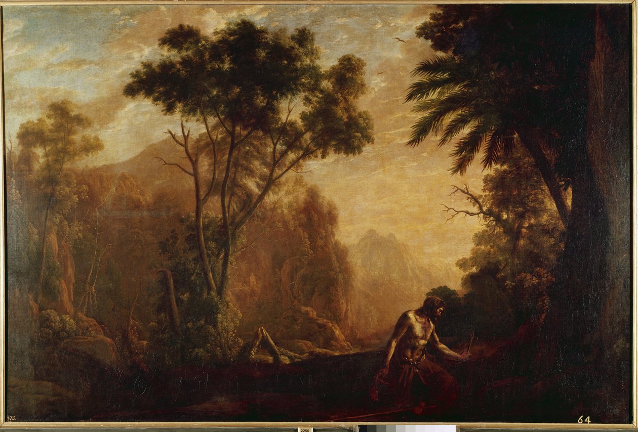 Maisema Pyhän Onufriuksen kanssa (öljy kankaalle, n. 1638) tekijältä Claude Lorrain