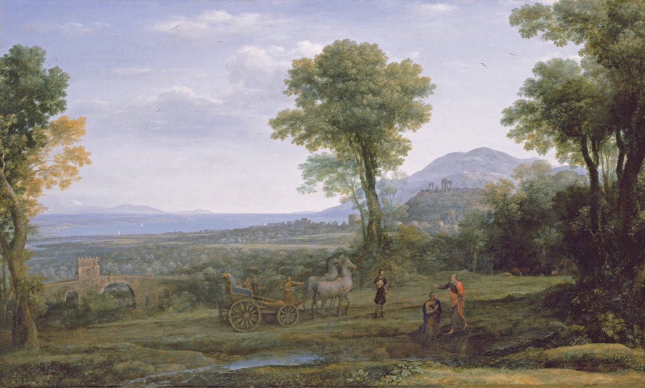 Maisema, jossa Pyhä Filippus kastaa eunukin tekijältä Claude Lorrain (1600 82)