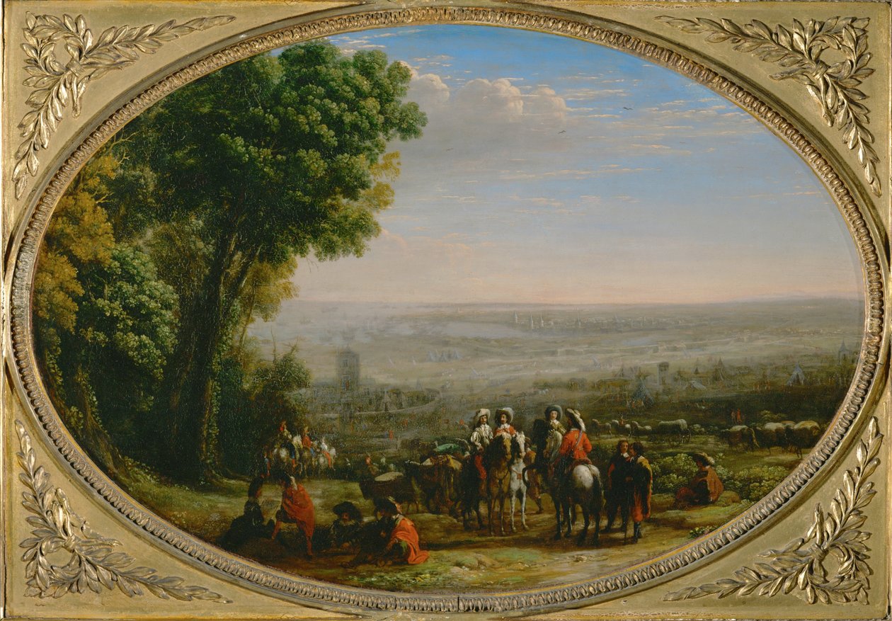 La Rochellen piiritys. Ludvig XIII La Rochellen piirityksessä ... tekijältä Claude Lorrain (1600 82)