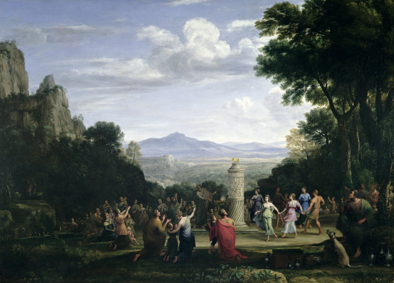 Kultaisen vasikan palvonta tekijältä Claude Lorrain (1600 82)