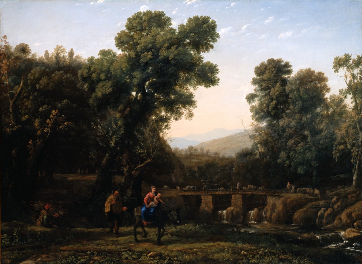 Lento Egyptiin (öljy kankaalle) tekijältä Claude Lorrain (1600 82)