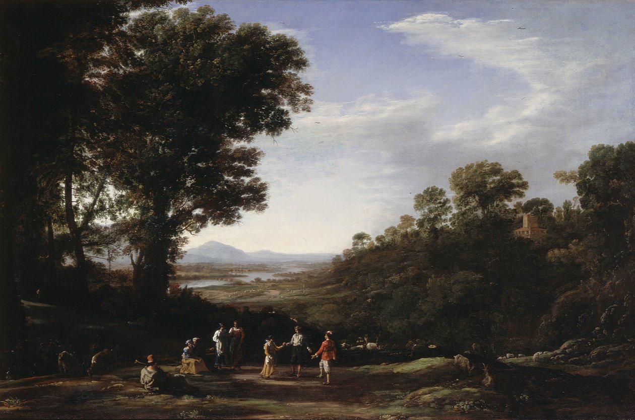 Kyläläiset tanssimassa, 1630-luvun loppu (öljy kankaalle) tekijältä Claude Lorrain (1600-82)