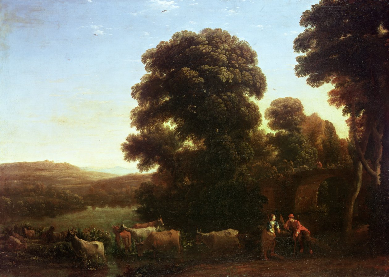 Pastoraalinen maisema tekijältä Claude Lorrain