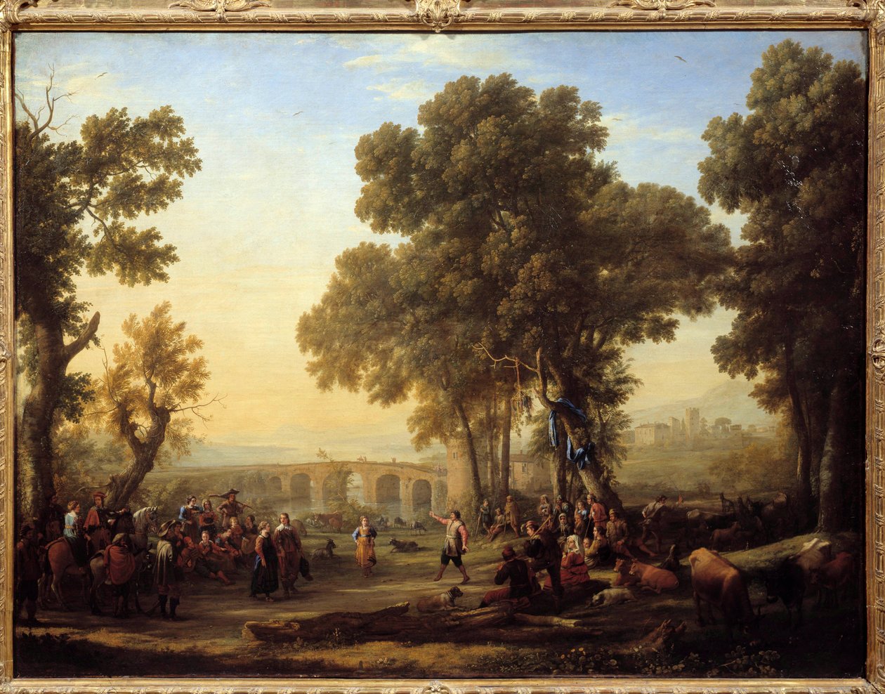 Kyläjuhla Claude Gelleen maalaus dit Le Lorrain (1600-1682) Sun. 1,03 x 1,35 m. tekijältä Claude Lorrain