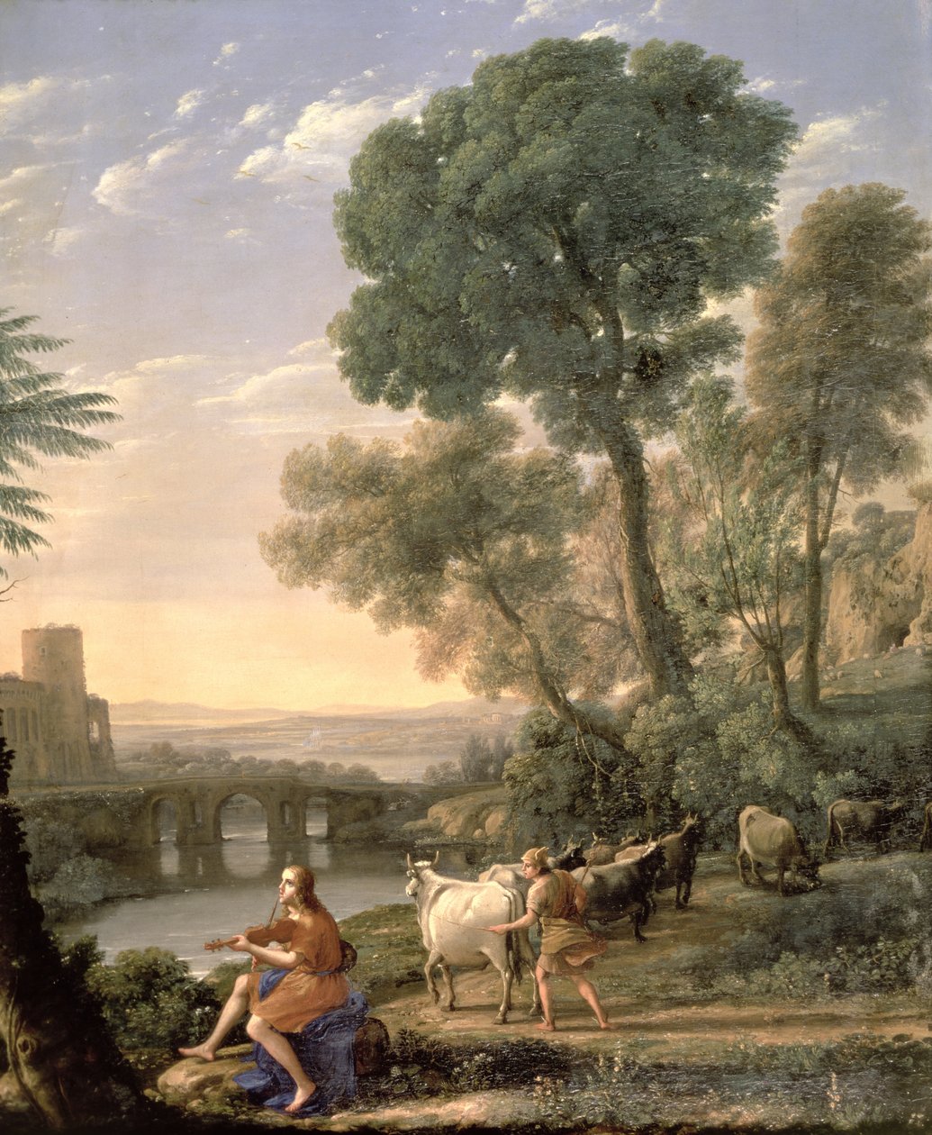 Maisema, jossa Apollo vartioi Admetoksen laumoja. tekijältä Claude Lorrain (1600 82)