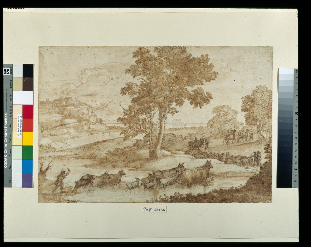 Maisema Jaakobin matkalla (kynä ja muste pesulla paperille) tekijältä Claude Lorrain