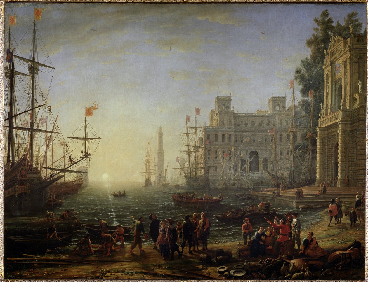 Portti huvilan kanssa Medicis - Öljy kankaalle tekijältä Claude Lorrain