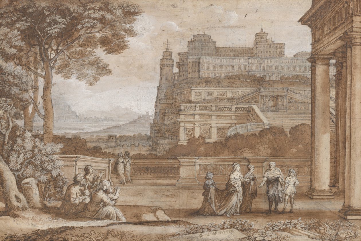 Kuningatar Ester lähestyy Ahasveruksen palatsia tekijältä Claude Lorrain (1600 82)