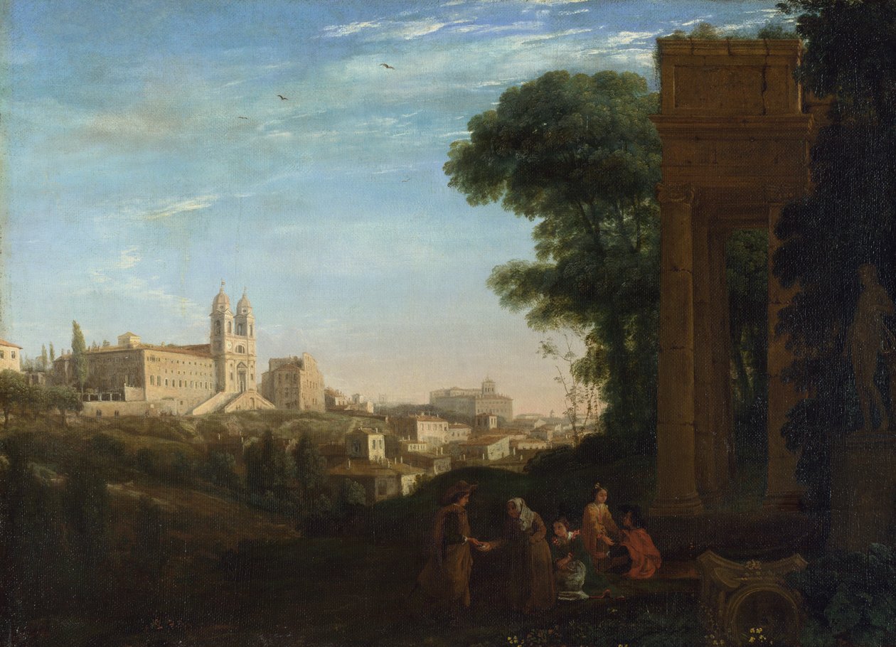 "A View of Rome, Italy" (A View in Rome) Claude Lorrainin maalaus (1600-1682) Öljy kankaalle 1632 Dim 60,3x84 cm National Gallery, Lontoo tekijältä Claude Lorrain