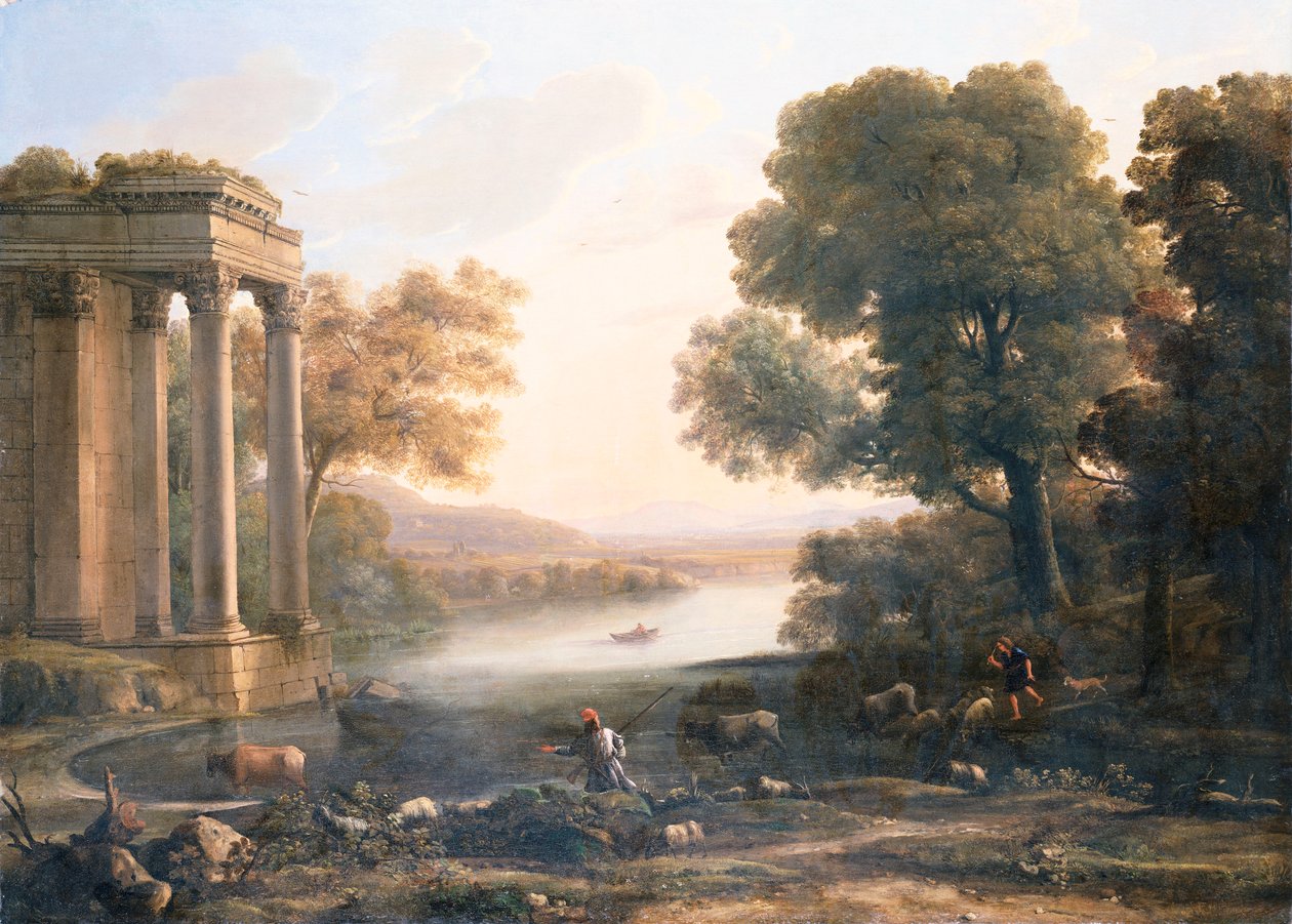 Pastoraalinen maisema raunioituneen temppelin kanssa, n. 1638 tekijältä Claude Lorrain