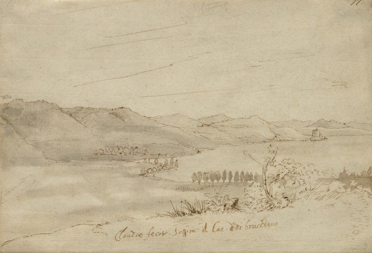 Näkymä Bracciano-järvelle, n. 1638-39 tekijältä Claude Lorrain