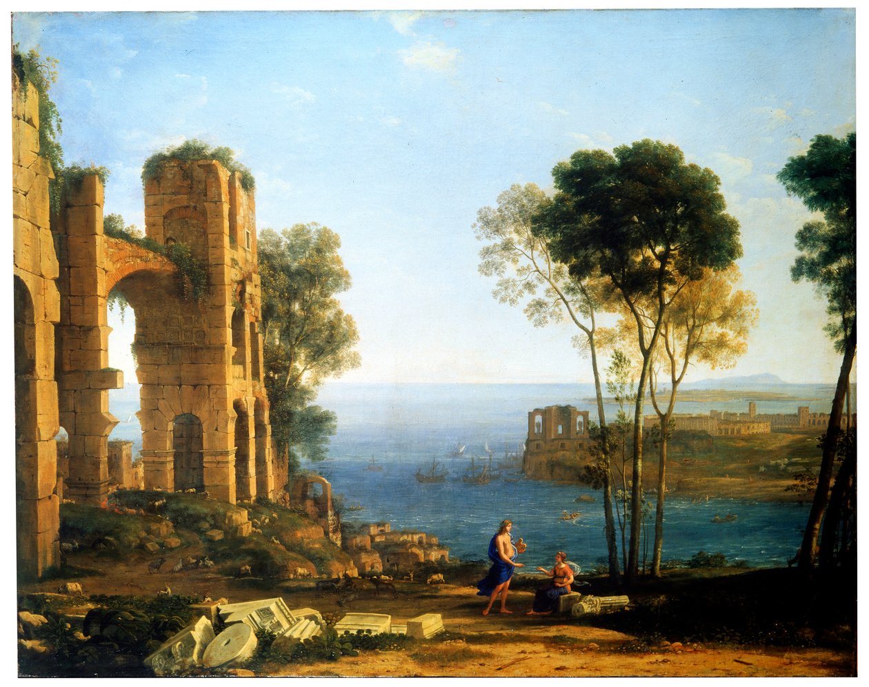Rannikkonäkymä Apollon ja Kuumien Sibylin kanssa vuosina 1645–1649. tekijältä Claude Lorrain