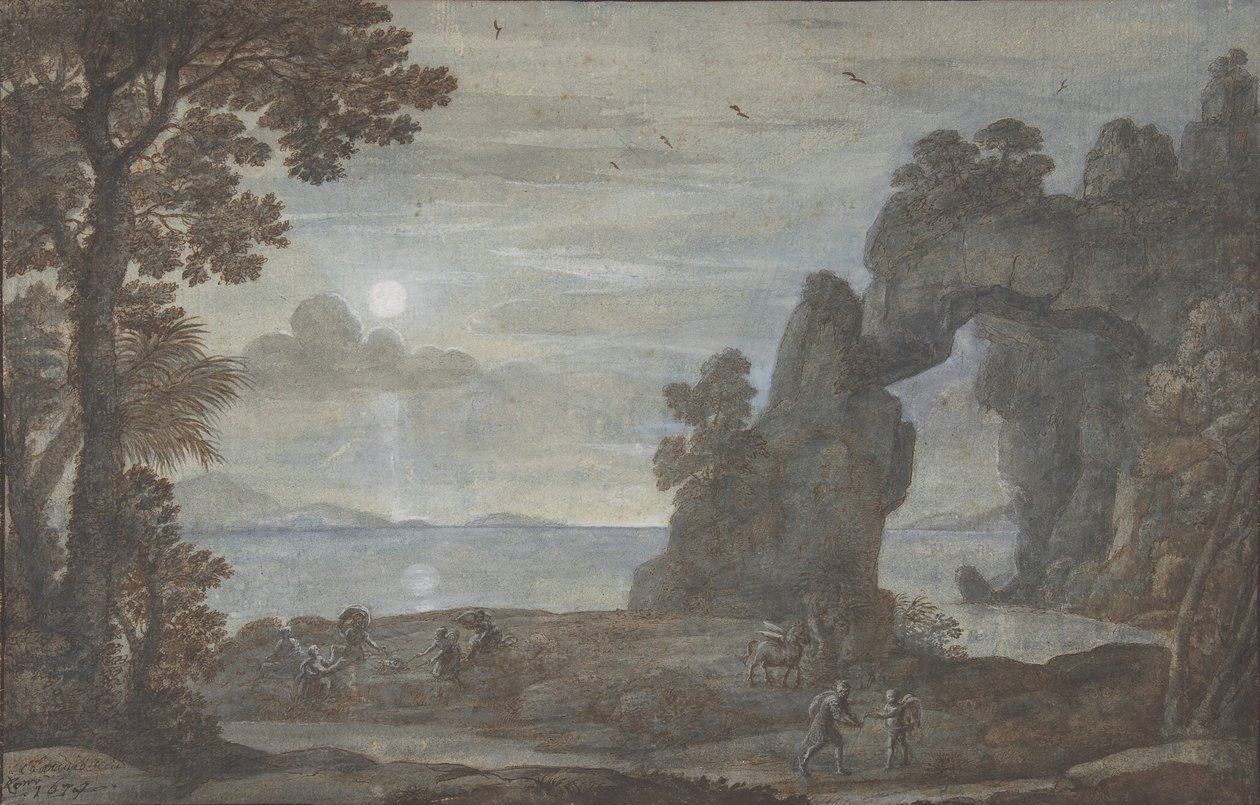 Rannikkonäkymä Perseuksen ja korallin alkuperän kanssa, 1674. tekijältä Claude Lorrain