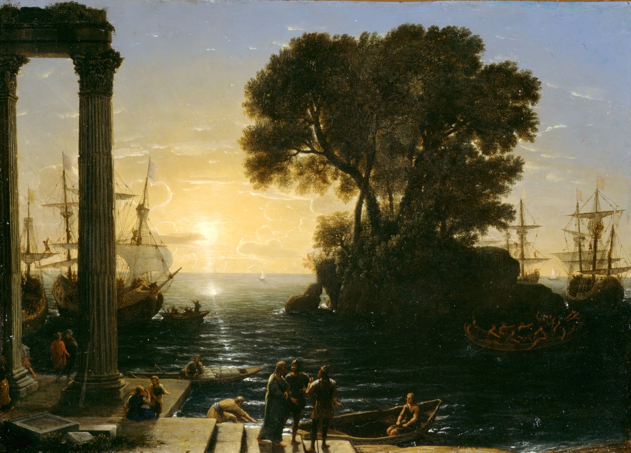 Rannikkokohtaus Pyhän Paavalin laivalla, 1655. tekijältä Claude Lorrain