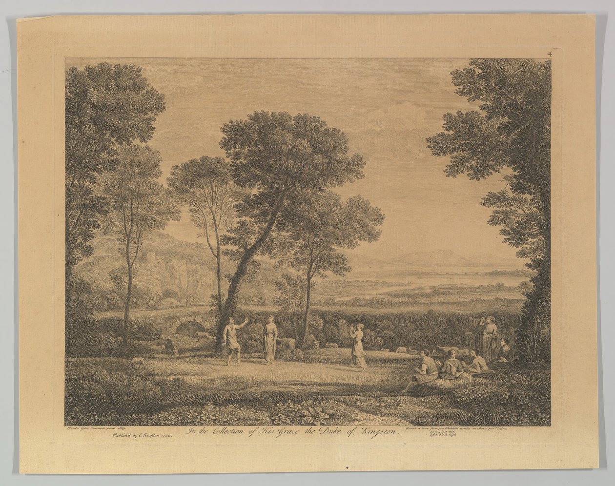 Tanssi puiden alla maisema maaseututanssilla, 1742. tekijältä Claude Lorrain