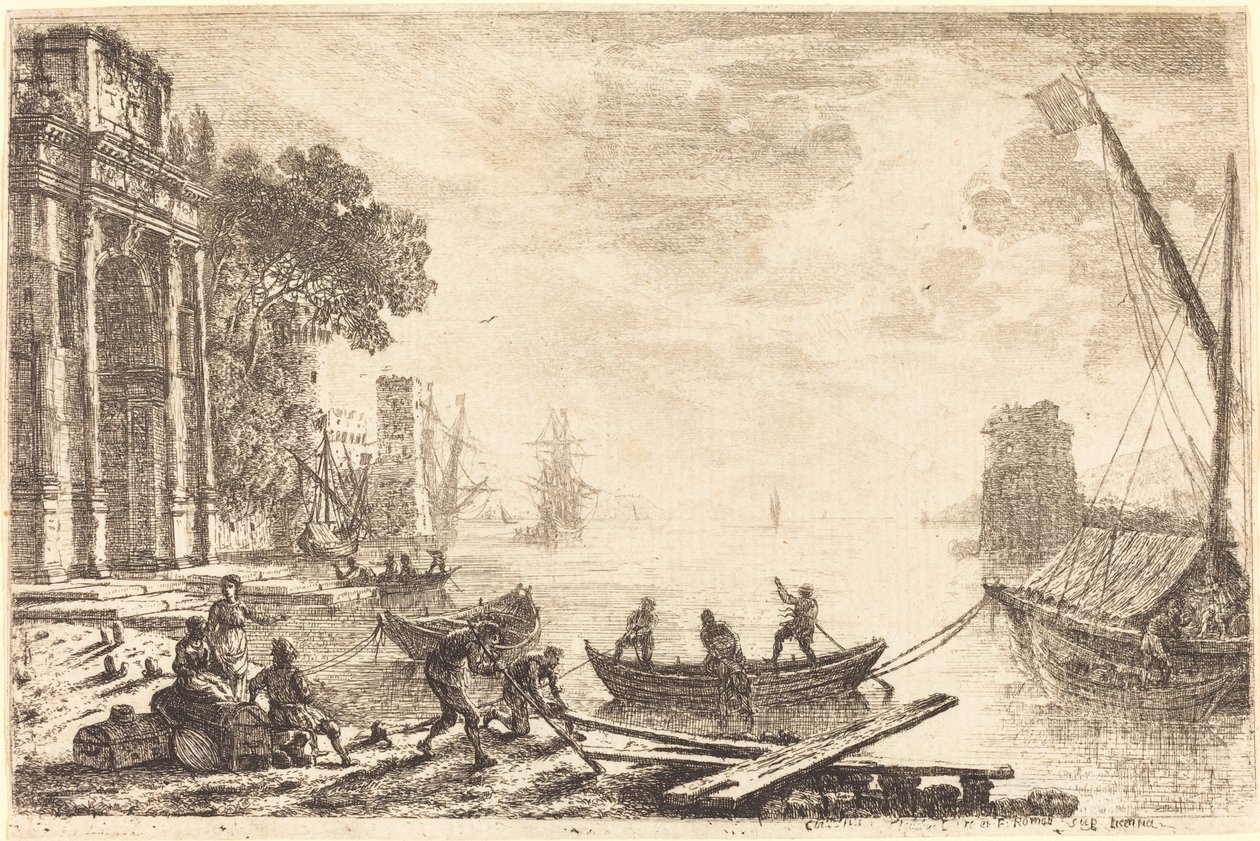 Satamakohtaus nousevan auringon kanssa (Le soleil levant) tekijältä Claude Lorrain