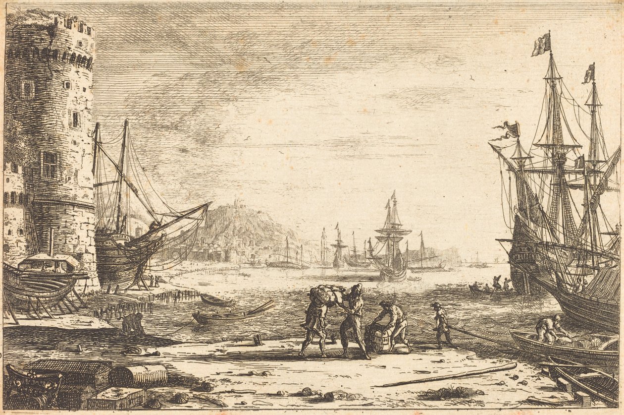 Satama, jossa on suuri torni tekijältä Claude Lorrain