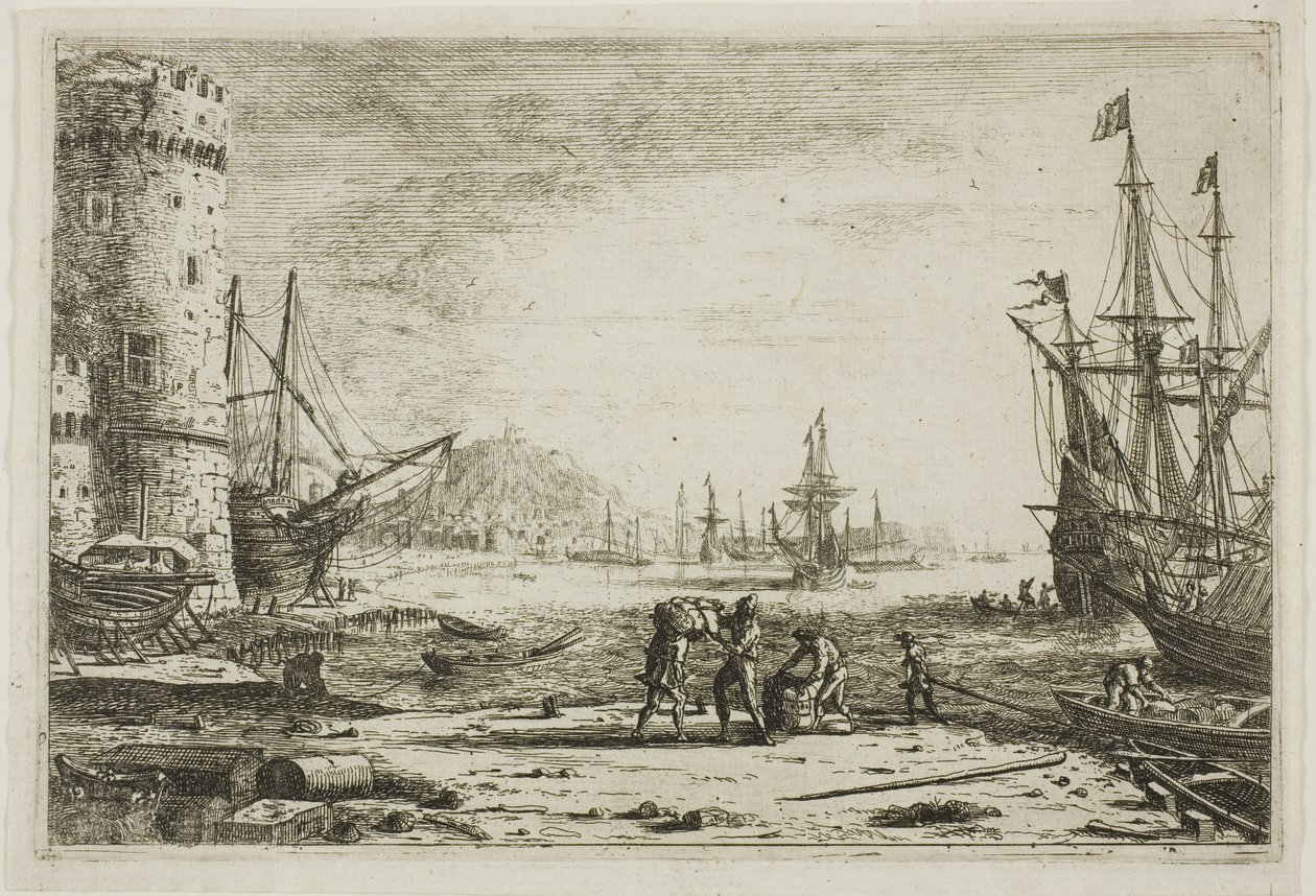 Satama, jossa on suuri torni tekijältä Claude Lorrain
