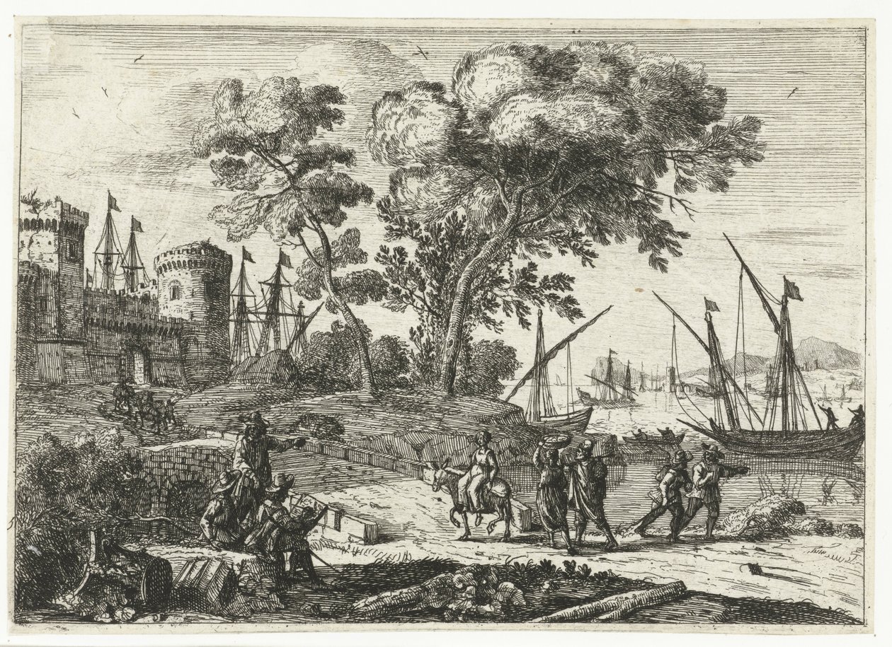 Taiteilija työskentelemässä maisemassa tekijältä Claude Lorrain