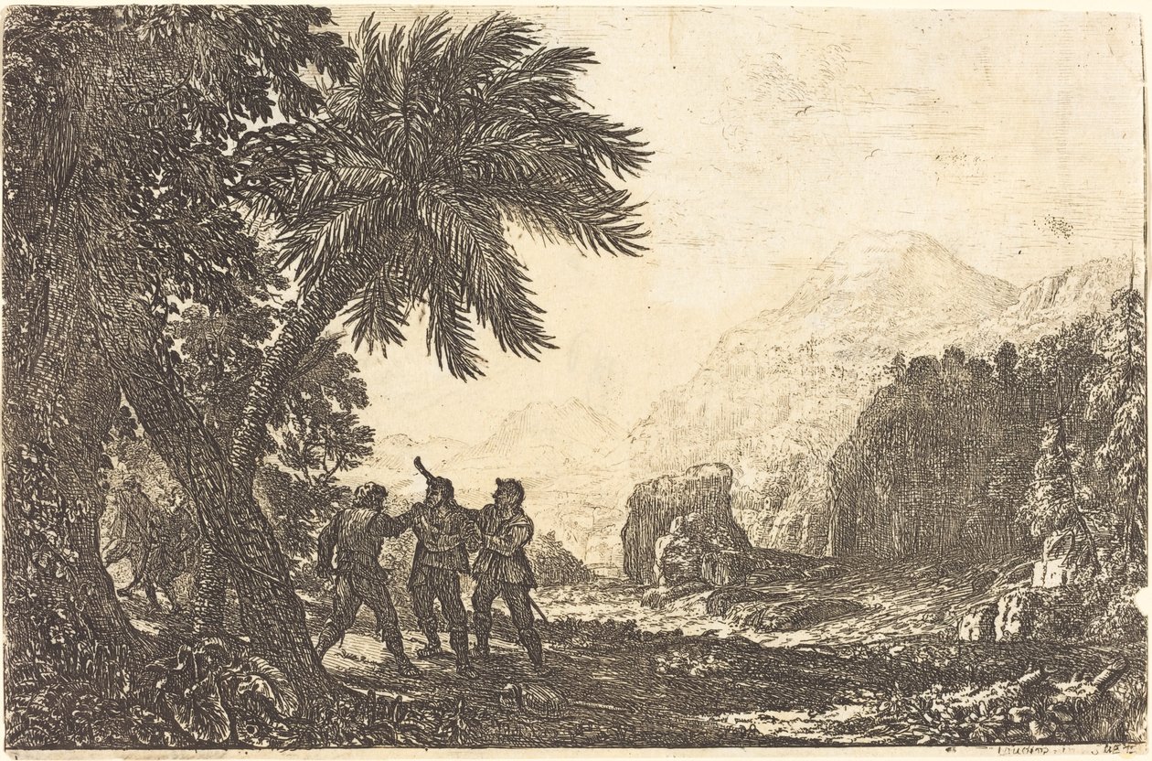 Maisema brigandien kanssa (Scène de brigands) tekijältä Claude Lorrain