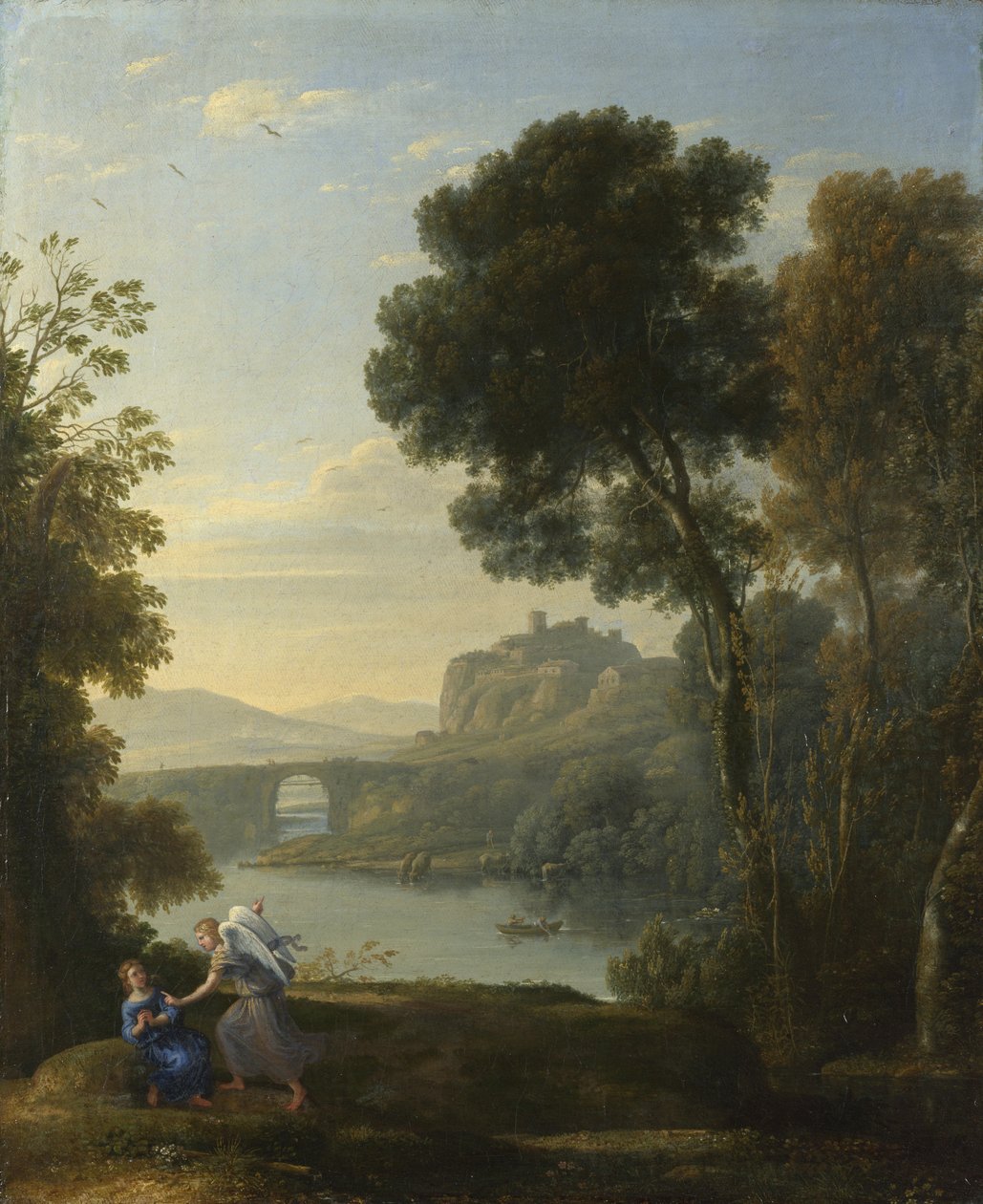 Maisema Hagarin ja enkelin kanssa, 1646 tekijältä Claude Lorrain