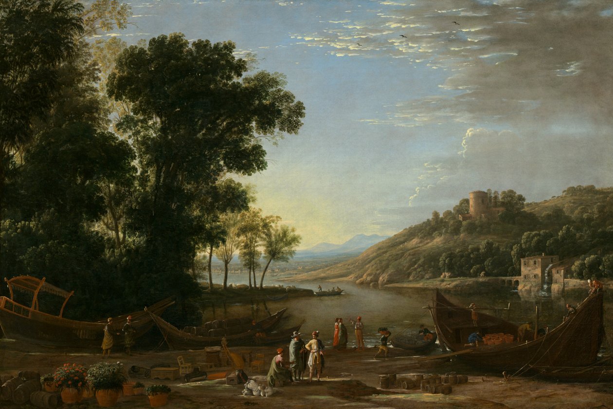 Maisema kauppiaiden kanssa tekijältä Claude Lorrain