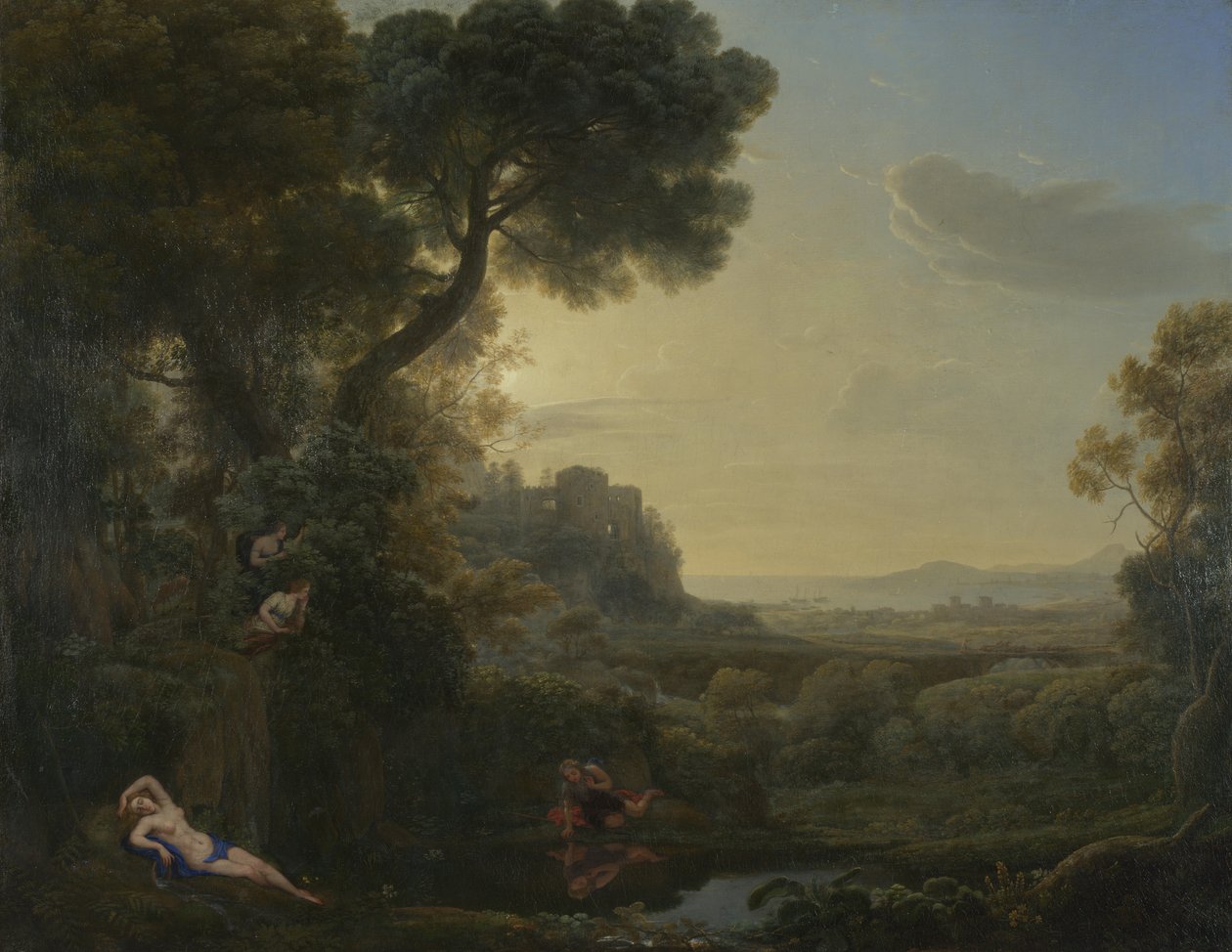 Maisema Narcissuksen ja Kaiun kanssa, 1644 tekijältä Claude Lorrain