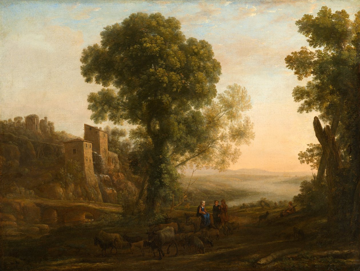 Maisema, jossa talonpojat palaavat karjansa kanssa, noin 1637. tekijältä Claude Lorrain