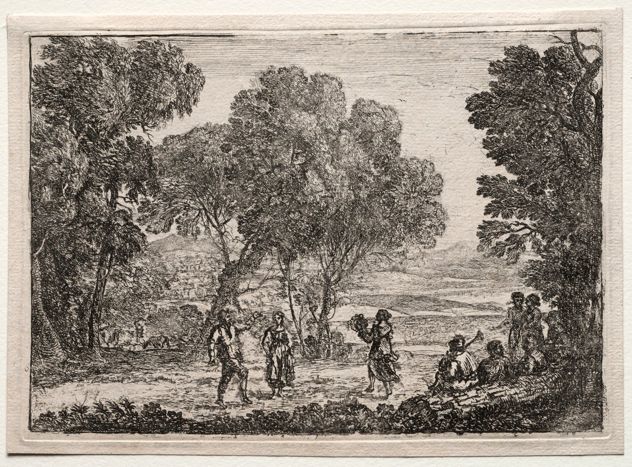 Maisema ja country tanssi (pieni lautanen) tekijältä Claude Lorrain