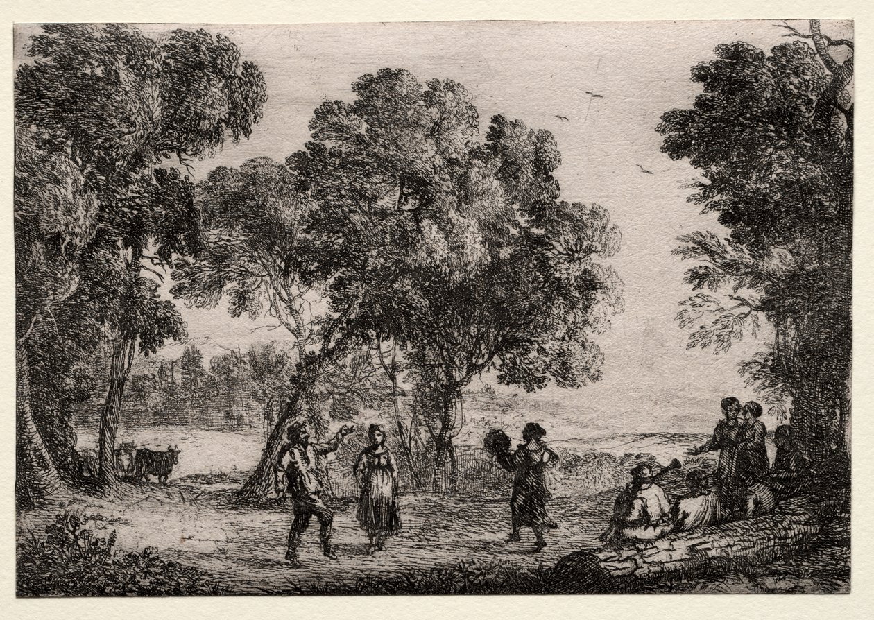 Maisema ja country tanssi (pieni lautanen) tekijältä Claude Lorrain