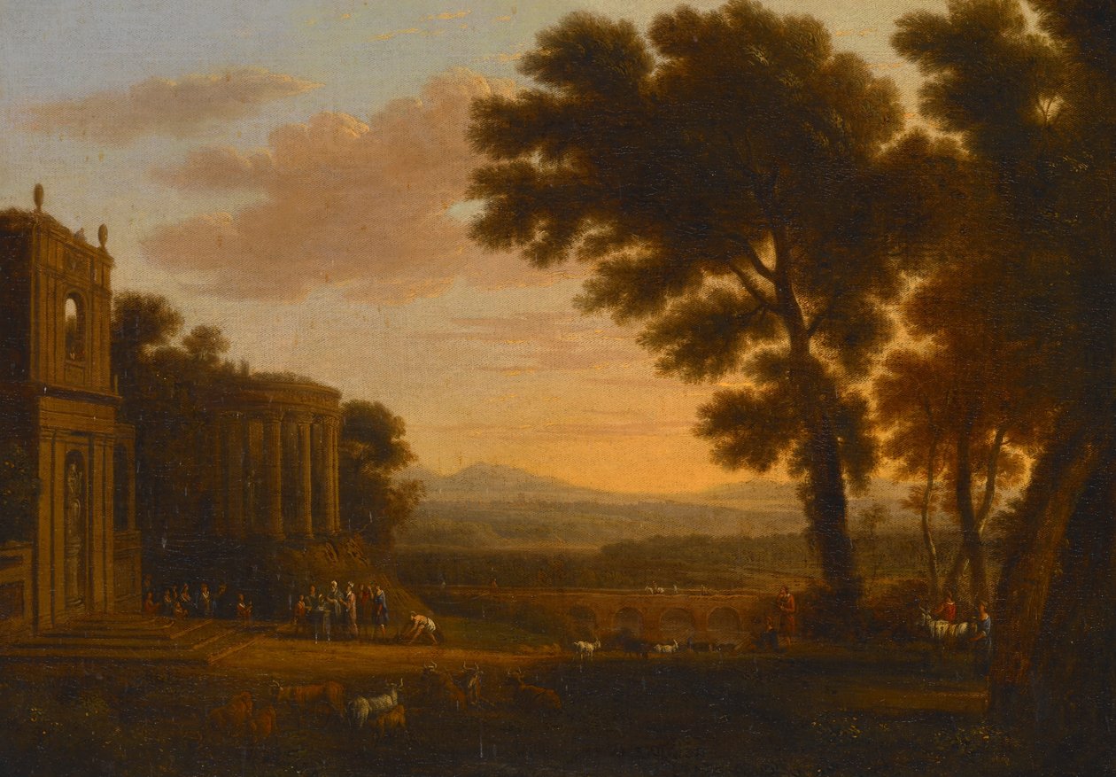 Maisema Psychen uhrin uhrin kanssa Milesian Apollon temppelissä tekijältä Claude Lorrain