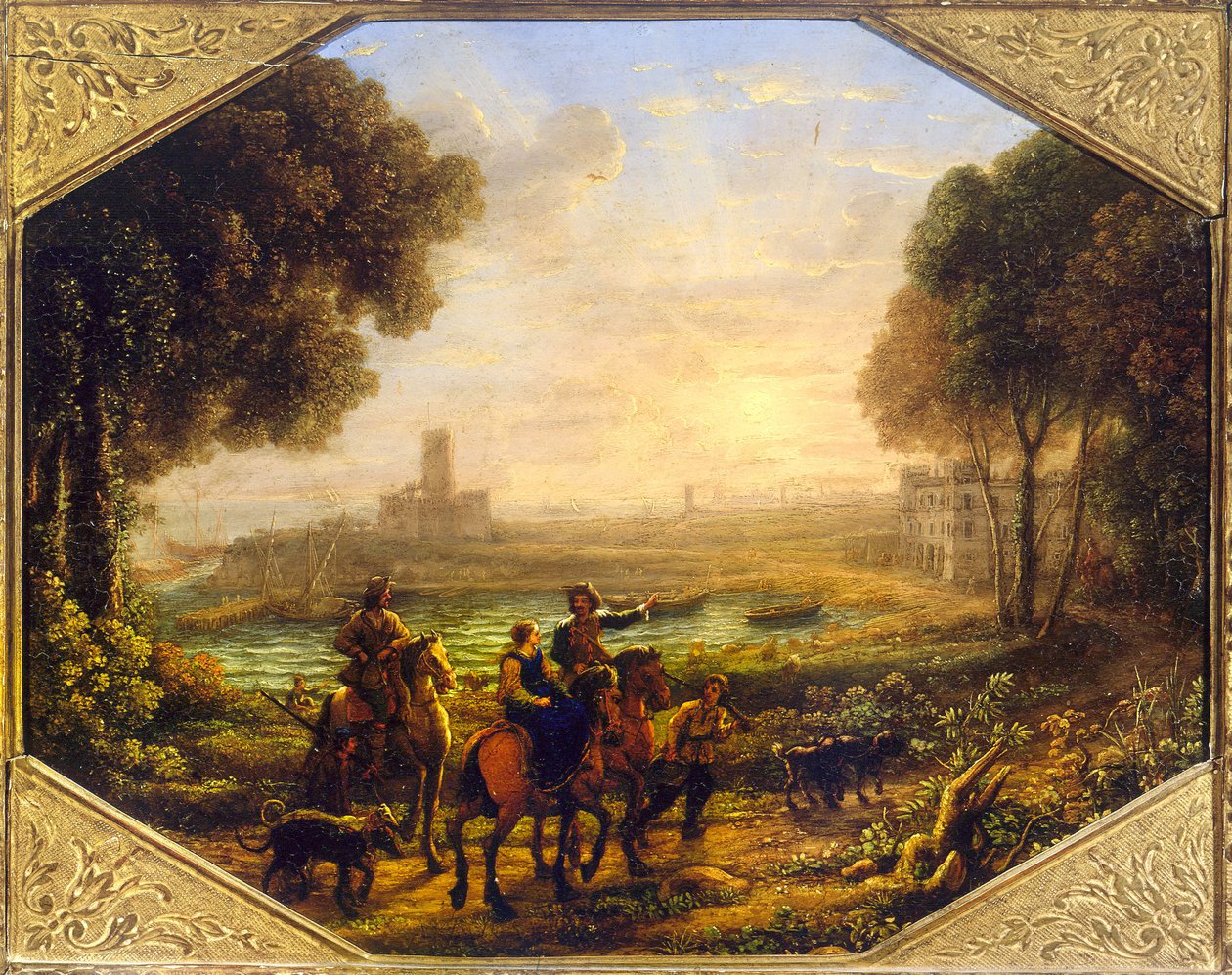 Maisema Santa Marinellan sataman kanssa tekijältä Claude Lorrain